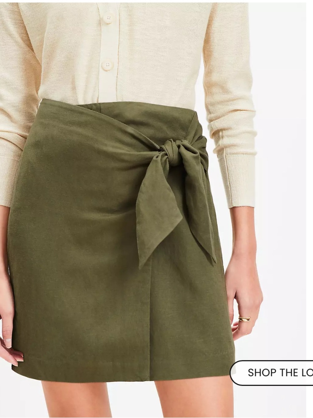 LOFT Petite Linen Blend Mini Wrap Skirt